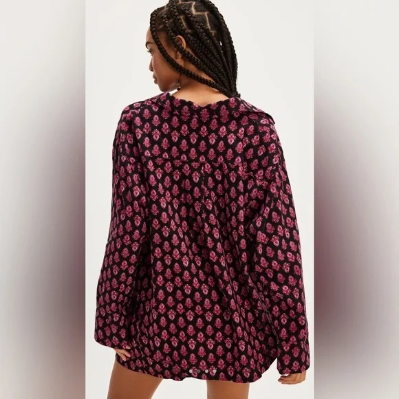 NWT Free People Intimately XS Flannel Play Date Set Cotton Black Combo New $98 - Picture 2 of 5